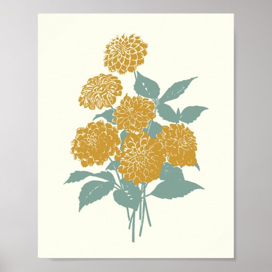  Mustard Yellow Flower Illustration Poster (Voorkant)