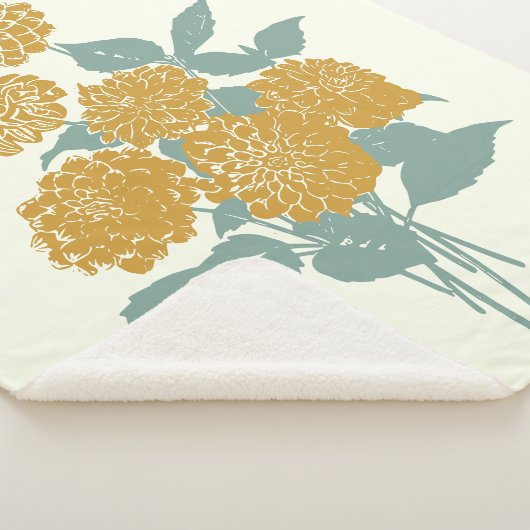  Mustard Yellow Flower Illustration Sherpa Deken (3/4)