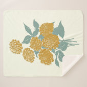  Mustard Yellow Flower Illustration Sherpa Deken (Voorkant (horizontaal))