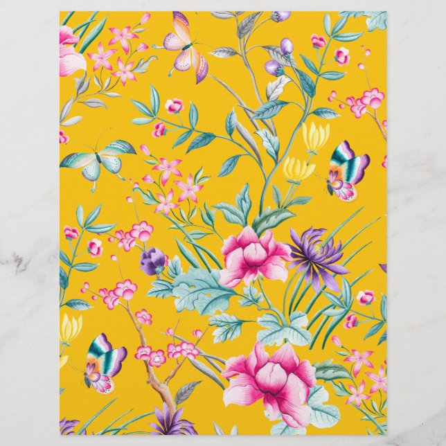 Mustard Yellow Flowers Scrapbook Paper (Voorkant)