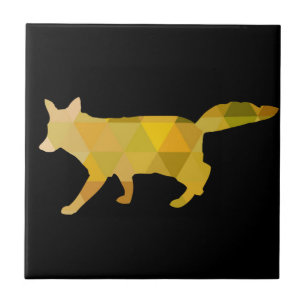 Mustard Yellow Fox Geometric Art Tegeltje