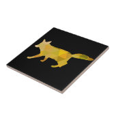 Mustard Yellow Fox Geometric Art Tegeltje (Zijkant)
