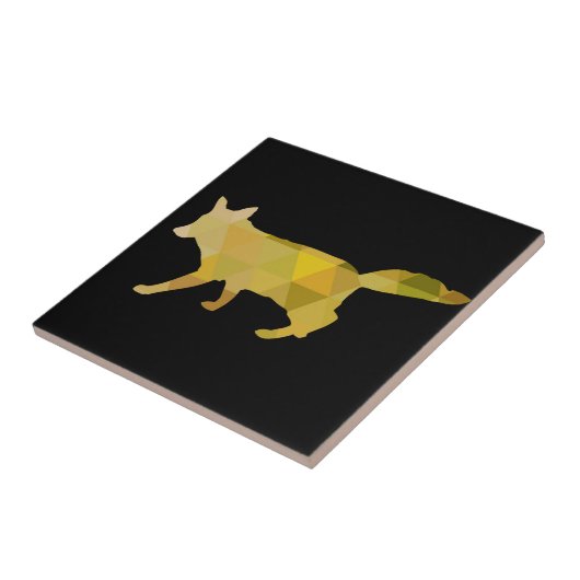Mustard Yellow Fox Geometric Art Tegeltje (Zijkant)