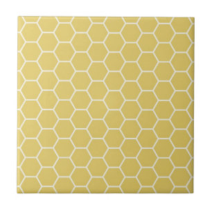 Mustard Yellow Geometric Honeycomb Hexagon Patroon Tegeltje