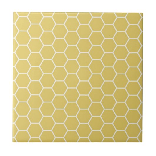 Mustard Yellow Geometric Honeycomb Hexagon Patroon Tegeltje (Voorkant)