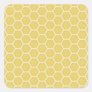 Mustard Yellow Geometric Honeycomb Hexagon Patroon Vierkante Sticker