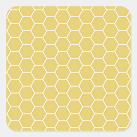 Mustard Yellow Geometric Honeycomb Hexagon Patroon Vierkante Sticker (Voorkant)