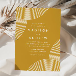 Mustard Yellow Geometric Swirl Wedding Kaart