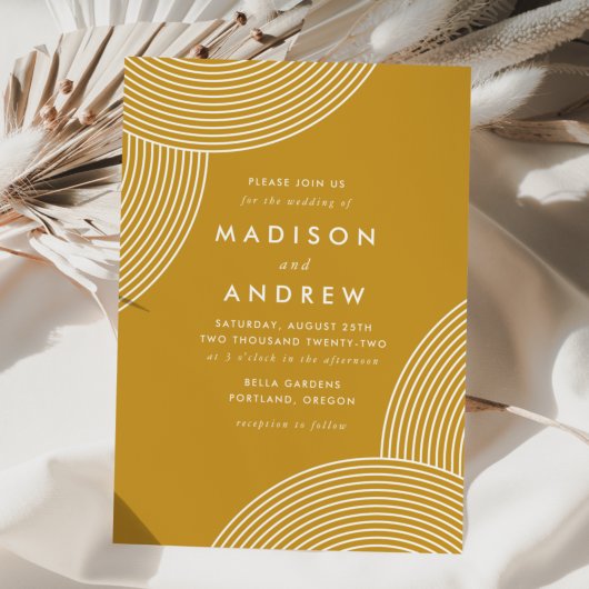 Mustard Yellow Geometric Swirl Wedding Kaart