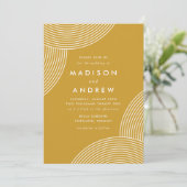 Mustard Yellow Geometric Swirl Wedding Kaart (Staand voorkant)