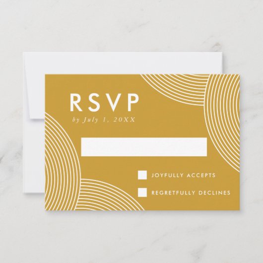 Mustard Yellow Geometric Swirl Wedding RSVP Kaartje (Voorkant)