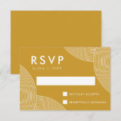 Mustard Yellow Geometric Swirl Wedding RSVP Kaartje (Voorkant / Achterkant)