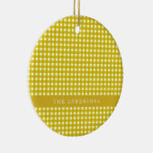  Mustard Yellow Gingham Pset gepersonaliseerd Keramisch Ornament (Rechts)