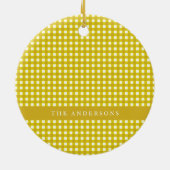  Mustard Yellow Gingham Pset gepersonaliseerd Keramisch Ornament (Achterkant)