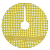  Mustard Yellow Gingham Pset gepersonaliseerd Kerstboom Rok (Voorkant)