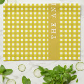 Mustard Yellow Gingham Pset gepersonaliseerd Theedoek (Gevouwen)