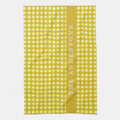 Mustard Yellow Gingham Pset gepersonaliseerd Theedoek (Verticaal)