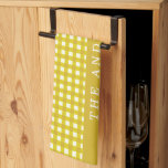 Mustard Yellow Gingham Pset gepersonaliseerd Theedoek<br><div class="desc">Mustard Yellow en White Gingham Pset Specialized Kerstkeuken Towel</div>