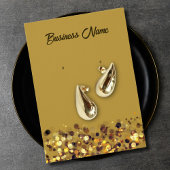 Mustard yellow gold QR code earring display card Visitekaartje