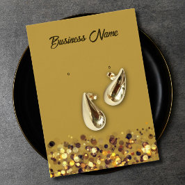 Mustard yellow gold QR code earring display card Visitekaartje