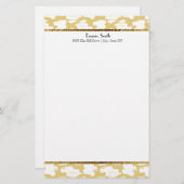 Mustard Yellow Gold White - gepersonaliseerde schr Briefpapier (Voorkant / Achterkant)