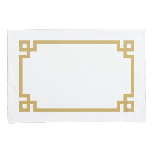 Mustard Yellow Greek Key Border Standard Kussensloop (Voorkant-Rechts)