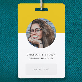 Mustard Yellow ID | Modern stijlvol foto-Logo QR Badge