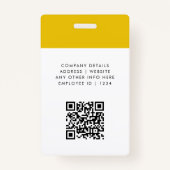 Mustard Yellow ID | Modern stijlvol foto-Logo QR Badge (Achterkant)