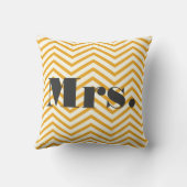 Mustard Yellow Ivory en Grey Zig Zag Pillow Kussen (Achterkant)