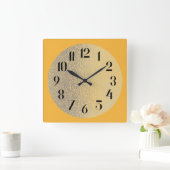 Mustard Yellow met Translucent Gold Center Vierkante Klok (Huis)