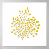 Mustard Yellow Mixed Media Watercolor Branch Art Poster (Voorkant)