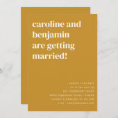 Mustard Yellow Modern minimal in één bruiloft Kaart (Voorkant / Achterkant)