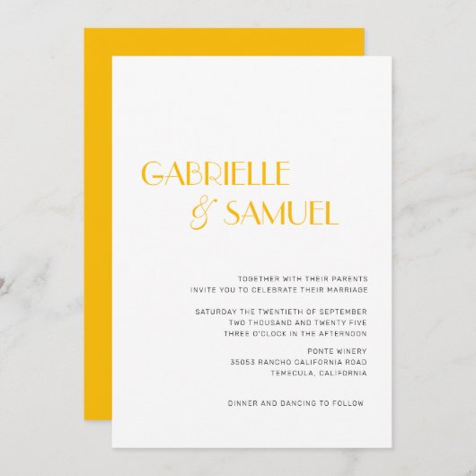 Mustard Yellow Modern Minimal Wedding (Voorkant / Achterkant)