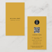 Mustard Yellow Modern QR Code Social Media Visitekaartje (Voorkant / Achterkant)