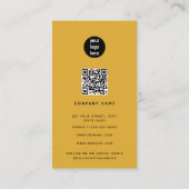 Mustard Yellow Modern QR Code Social Media Visitekaartje (Achterkant)