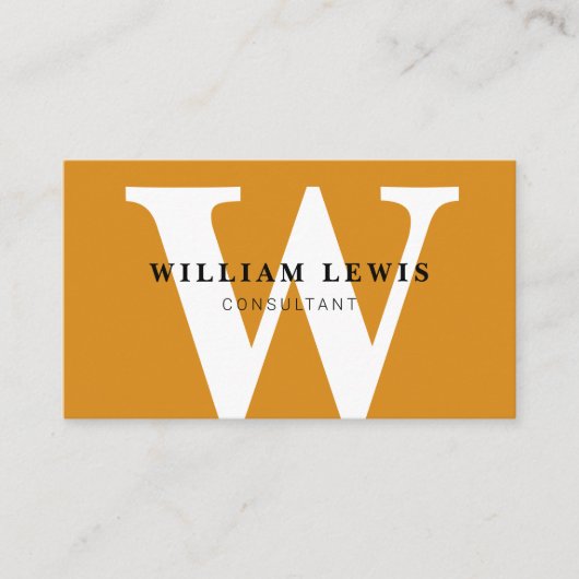 Mustard Yellow Monogrammed Modern minimalist Visitekaartje (Voorkant)