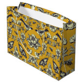 Mustard Yellow & Navy Birds, Butterflies & Flowers Groot Cadeauzakje (Achterkant Gekanteld)