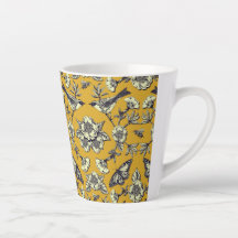 Mustard Yellow & Navy Birds, Butterflies & Flowers