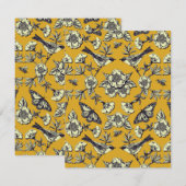 Mustard Yellow & Navy Birds, Butterflies & Flowers Notitiekaartje (Voorkant / Achterkant)