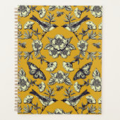 Mustard Yellow & Navy Birds, Butterflies & Flowers Planner (Voorkant)