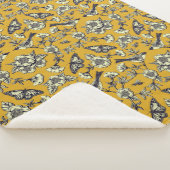 Mustard Yellow & Navy Birds, Butterflies & Flowers Sherpa Deken (3/4)