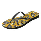 Mustard Yellow & Navy Birds, Butterflies & Flowers Teenslippers (Schuin)