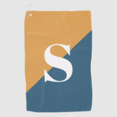 Mustard Yellow Navy Blue Monogram Golfhanddoek (Voorkant)