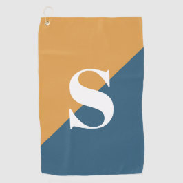 Mustard Yellow Navy Blue Monogram Golfhanddoek