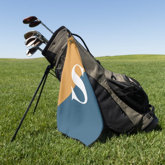 Mustard Yellow Navy Blue Monogram Golfhanddoek (Groen)