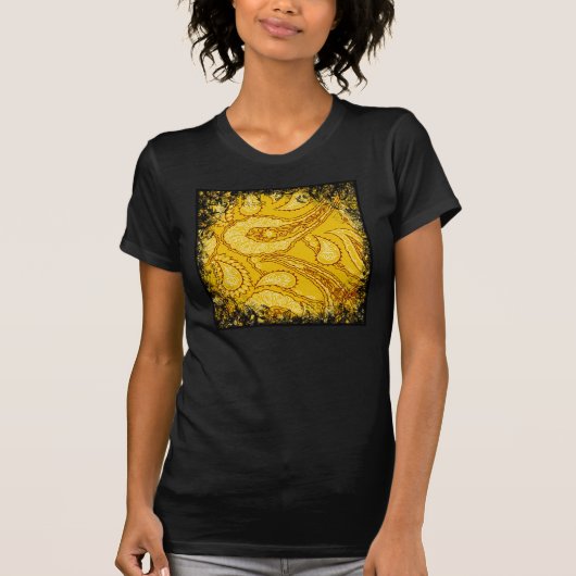 Mustard Yellow Paisley Print Summer Fun Girly T-shirt (Voorkant)