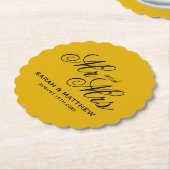 Mustard yellow personalized wedding coasters kartonnen onderzetters (Gekanteld)