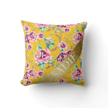 Mustard Yellow Pink Floral Gold op maat