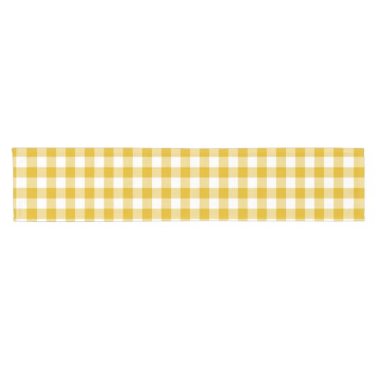 Mustard Yellow Plaid Gingham Retro Table Runner Korte Tafelloper (Horizontaal)