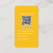 Mustard Yellow QR Code Photo Connect Modern Visitekaartje (Achterkant)